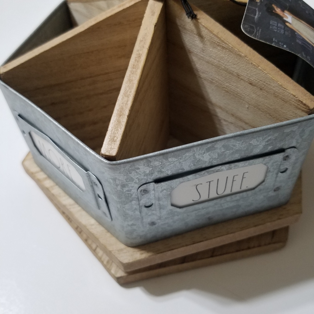 Rae Dunn Wood & Metal 6-Section Desk Organizer NWT - Picture 4 of 4